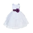 thumbnail image 1 of Ekidsbridal Girl Pageant Flower Girl Dress - White Tiered Organza with Bow Sash 4613T-A (Size: S-12), 1 of 2