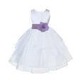 thumbnail image 1 of Ekidsbridal Girl Pageant Flower Girl Dress - White Tiered Organza with Bow Sash 4613T-A (Size: S-12), 1 of 2