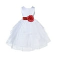 thumbnail image 1 of Ekidsbridal Girl Pageant Flower Girl Dress - White Tiered Organza with Bow Sash 4613T-A (Size: S-12), 1 of 2