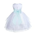 thumbnail image 1 of Ekidsbridal Girl Pageant Flower Girl Dress - White Tiered Organza with Bow Sash 4613T-A (Size: S-12), 1 of 3