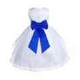 thumbnail image 1 of Ekidsbridal Girl Pageant Flower Girl Dress - White Tiered Organza with Bow Sash 4613T-A (Size: S-12), 1 of 3