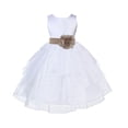 thumbnail image 1 of Ekidsbridal Girl Pageant Flower Girl Dress - White Tiered Organza with Bow Sash 4613T-A (Size: S-12), 1 of 2