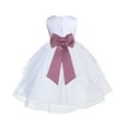thumbnail image 1 of Ekidsbridal Girl Pageant Flower Girl Dress - White Tiered Organza with Bow Sash 4613T-A (Size: S-12), 1 of 3