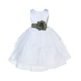 thumbnail image 1 of Ekidsbridal Girl Pageant Flower Girl Dress - White Tiered Organza with Bow Sash 4613T-A (Size: S-12), 1 of 2