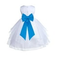 thumbnail image 1 of Ekidsbridal Girl Pageant Flower Girl Dress - White Tiered Organza with Bow Sash 4613T-A (Size: S-12), 1 of 3