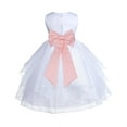 thumbnail image 1 of Ekidsbridal Girl Pageant Flower Girl Dress - White Tiered Organza with Bow Sash 4613T-A (Size: S-12), 1 of 3
