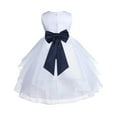 thumbnail image 1 of Ekidsbridal Girl Pageant Flower Girl Dress - White Tiered Organza with Bow Sash 4613T-A (Size: S-12), 1 of 3