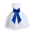thumbnail image 1 of Ekidsbridal Girl Pageant Flower Girl Dress - White Tiered Organza with Bow Sash 4613T-A (Size: S-12), 1 of 3