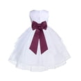 thumbnail image 1 of Ekidsbridal Girl Pageant Flower Girl Dress - White Tiered Organza with Bow Sash 4613T-A (Size: S-12), 1 of 3