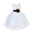 thumbnail image 1 of Ekidsbridal Girl Pageant Flower Girl Dress - White Tiered Organza with Bow Sash 4613T-A (Size: S-12), 1 of 2
