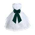 thumbnail image 1 of Ekidsbridal Girl Pageant Flower Girl Dress - White Tiered Organza with Bow Sash 4613T-A (Size: S-12), 1 of 3