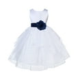thumbnail image 1 of Ekidsbridal Girl Pageant Flower Girl Dress - White Tiered Organza with Bow Sash 4613T-A (Size: S-12), 1 of 2