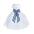 thumbnail image 1 of Ekidsbridal Girl Pageant Flower Girl Dress - White Tiered Organza with Bow Sash 4613T-A (Size: S-12), 1 of 3