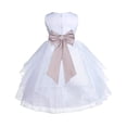 thumbnail image 1 of Ekidsbridal Girl Pageant Flower Girl Dress - White Tiered Organza with Bow Sash 4613T-A (Size: S-12), 1 of 3