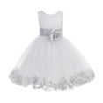thumbnail image 1 of Ekidsbridal Girl Pageant Flower Girl Dress - White Tulle Dress with Rose Petals 302S-A (Size: S-16), 1 of 2