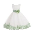 thumbnail image 1 of Ekidsbridal Girl Pageant Flower Girl Dress - White Tulle Dress with Rose Petals 302S-A (Size: S-16), 1 of 2