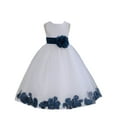 thumbnail image 1 of Ekidsbridal Girl Pageant Flower Girl Dress - White Tulle Dress with Rose Petals 302S-A (Size: S-16), 1 of 2