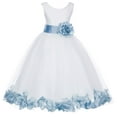 thumbnail image 1 of Ekidsbridal Girl Pageant Flower Girl Dress - White Tulle Dress with Rose Petals 302S-A (Size: S-16), 1 of 2