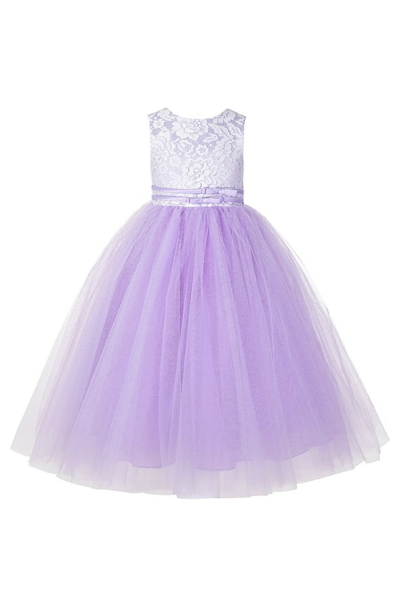 Girl Princess Flower Girl Dress - Criss-Cross Lace Tulle Tutu 188-A (Size: 2-12)