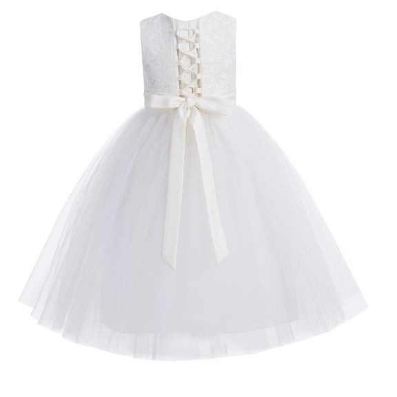 Ekidsbridal Girl Princess Flower Girl Dress - Criss-Cross Lace Tulle Tutu 188-A (Size: 2-12)