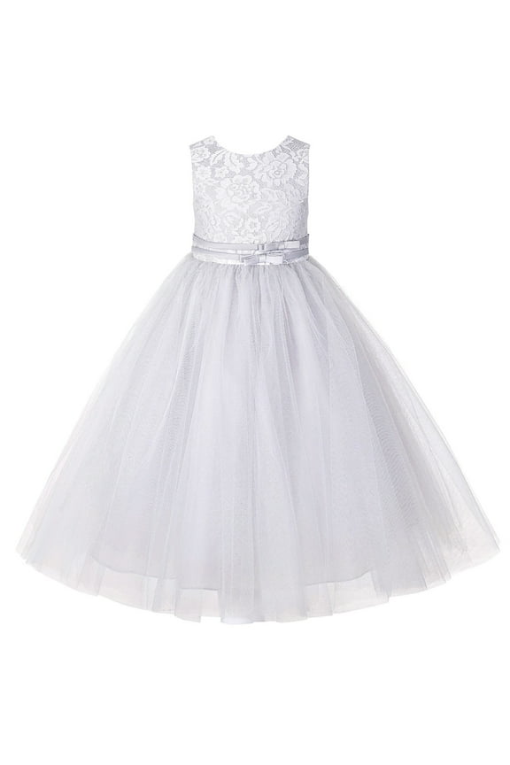 Girl Princess Flower Girl Dress - Criss-Cross Lace Tulle Tutu 188-A (Size: 2-12)