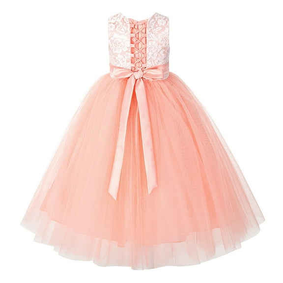 Ekidsbridal Girl Princess Flower Girl Dress - Criss-Cross Lace Tulle Tutu 188-A (Size: 2-12)