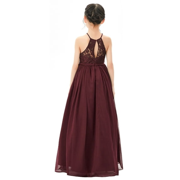 Ekidsbridal Girl Princess Flower Girl Dress - Keyhole Lace Halter with Chiffon 332-A (Size: 4-12)