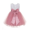 thumbnail image 1 of Ekidsbridal Girl Reception Flower Girl Dress - V-Back Lace Knee-Length with Bow Sash 206T-A (Size: S-10), 1 of 3