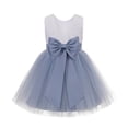 thumbnail image 1 of Ekidsbridal Girl Reception Flower Girl Dress - V-Back Lace Knee-Length with Bow Sash 206T-A (Size: S-10), 1 of 3