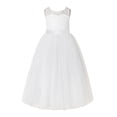 thumbnail image 1 of Ekidsbridal Girl Recital Flower Girl Dress - Ivory Floral Lace Tulle Keyhole Back Scoop Neck A-Line 178R-A (Size: 2-12), 1 of 3