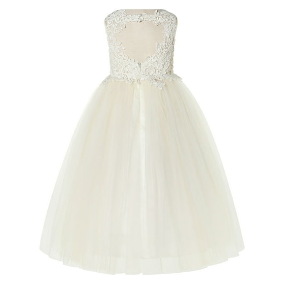 Ekidsbridal Girl Wedding Flower Girl Dress - Floral Applique Lace 220-A (Size: 2-12)