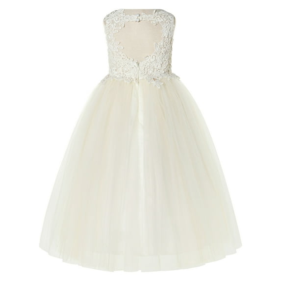 Ekidsbridal Girl Wedding Flower Girl Dress - Floral Applique Lace 220-A (Size: 2-12)