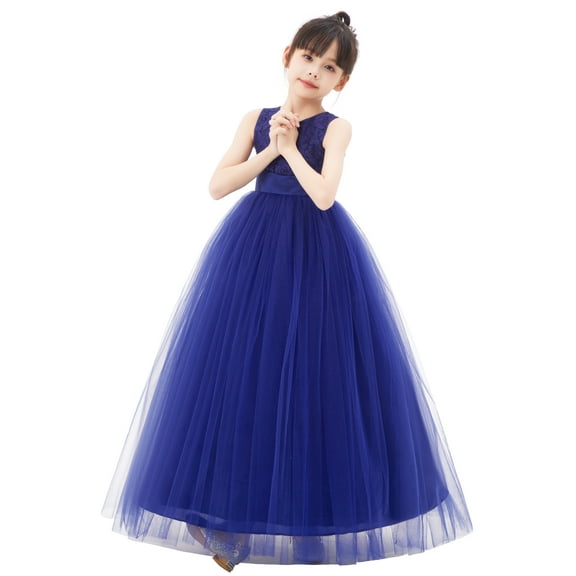Ekidsbridal Girl Wedding Flower Girl Dress - Heart Cutout Floral Lace with Tiebow 172noFT-A (Size: 2-14)