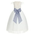 thumbnail image 1 of Ekidsbridal Girl Wedding Flower Girl Dress - Ivory Cap Sleeves V-Back Lace with Tiebow 622T-A (Size: 2-10), 1 of 2