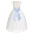 thumbnail image 1 of Ekidsbridal Girl Wedding Flower Girl Dress - Ivory Cap Sleeves V-Back Lace with Tiebow 622T-A (Size: 2-10), 1 of 2