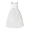 thumbnail image 1 of Ekidsbridal Girl Wedding Flower Girl Dress - Ivory Illusion Lace Scoop Neck A-Line with Rhinestone Sash 178R4-A (Size: 2-12), 1 of 3