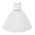 thumbnail image 1 of Ekidsbridal Girl Wedding Flower Girl Dress - Ivory Illusion Lace Tulle Tutu with Rhinestone Beaded Sash 212R3-A (Size: 2-10), 1 of 3