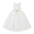 thumbnail image 1 of Ekidsbridal Girl Wedding Flower Girl Dress - Ivory V-Back Lace Tulle Tutu Button Down Back 212R4-A (Size: 2-10), 1 of 2
