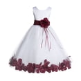 thumbnail image 1 of Ekidsbridal Girl Wedding Flower Girl Dress - Rose Petals White Tulle Dress with Organza Sash 007-A (Size: S-16), 1 of 2