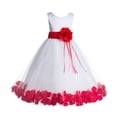 thumbnail image 1 of Ekidsbridal Girl Wedding Flower Girl Dress - Rose Petals White Tulle Dress with Organza Sash 007-A (Size: S-16), 1 of 2