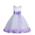thumbnail image 1 of Ekidsbridal Girl Wedding Flower Girl Dress - Rose Petals White Tulle Dress with Organza Sash 007-A (Size: S-16), 1 of 2
