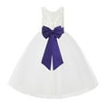 thumbnail image 1 of Ekidsbridal Girl Wedding Flower Girl Dress - V-Back Ivory Lace Tulle with Bow Sash 212noFT-A (Size: 2-10), 1 of 3
