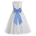 thumbnail image 1 of Ekidsbridal Girl Wedding Flower Girl Dress - V-Back Ivory Tulle with Tiebow, 1 of 3