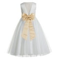 thumbnail image 1 of Ekidsbridal Girl Wedding Flower Girl Dress - V-Back Ivory Tulle with Tiebow, 1 of 3