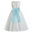thumbnail image 1 of Ekidsbridal Girl Wedding Flower Girl Dress - V-Back Ivory Tulle with Tiebow, 1 of 2