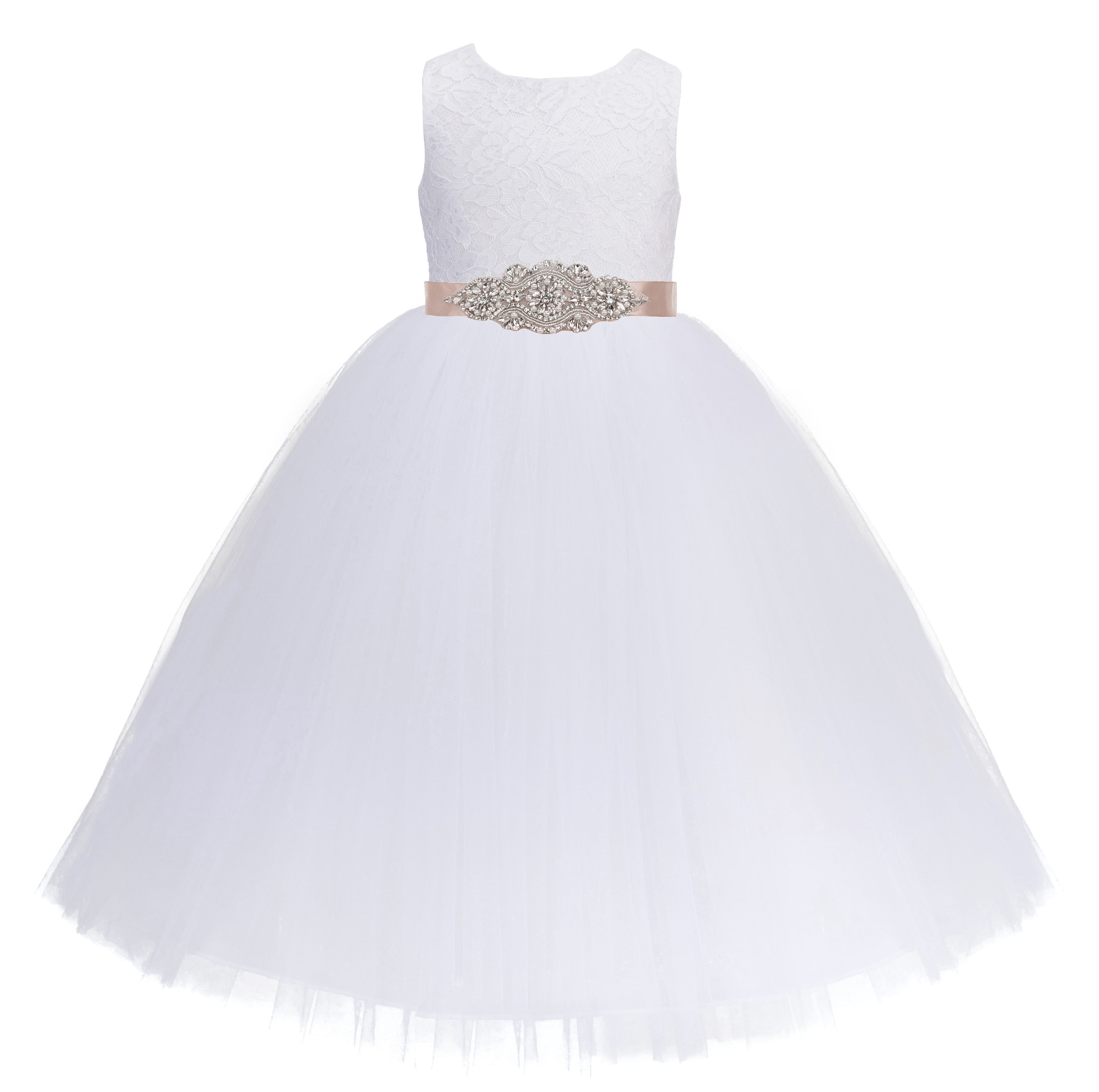 Ekidsbridal Girl Wedding Flower Girl Dress - White Heart 