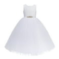 thumbnail image 1 of Ekidsbridal Girl Wedding Flower Girl Dress - White Long Length Floral Lace Heart Shaped Cutout 172R1-A (Size: 2-14), 1 of 3