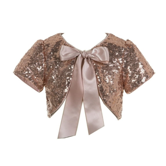 Ekidsbridal Girl Wedding Jacket Bolero - Short Sleeve Sequins Jacket Bolero Flower Dress Shrug Cover Up (Size: 2-12)