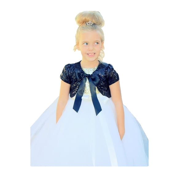 Ekidsbridal Girl Wedding Jacket Bolero - Short Sleeve Sequins Jacket Bolero Flower Dress Shrug Cover Up (Size: 2-12)