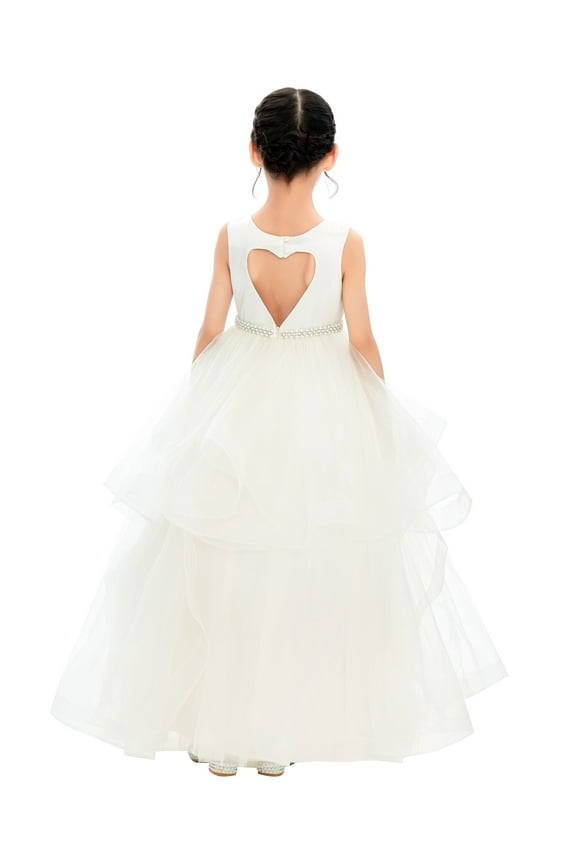 Heart Cutout Ruffle Skirt Flower Girl Dresses for Special Events Formal Evening Gown Photoshoot Christening Wedding Ballroom 329 12
